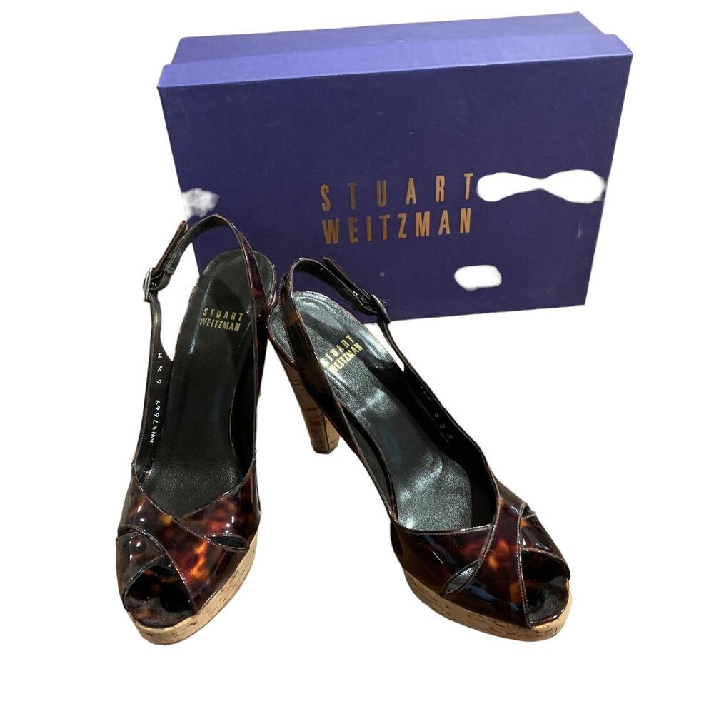 Stuart Weizmann Women’s Cognac Tartaruga Patent C… - image 2